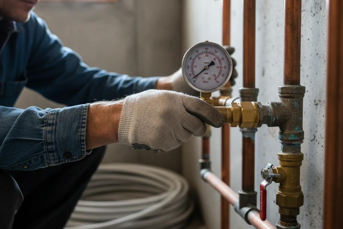 Pressure testing a repaired line during Water Line Repair in Fort Mill